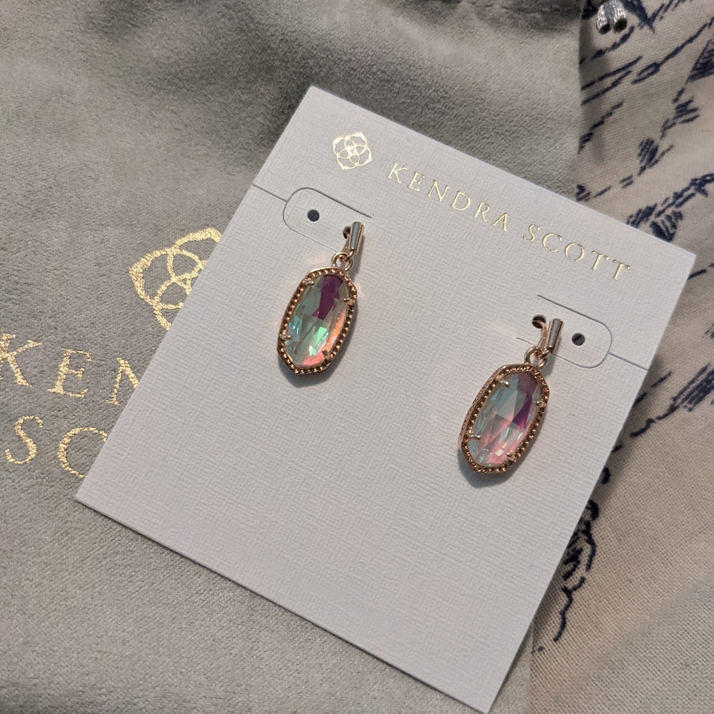 Kendra Scott Lee Rose Gold Dichroic Earrings
